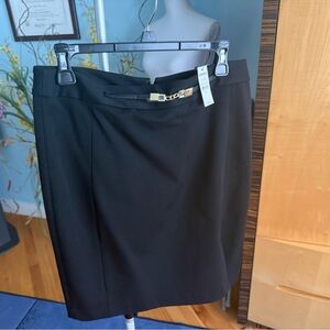 Express Black Pencil Skirt with Gold Accent